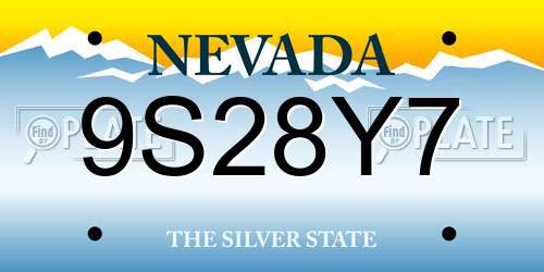 9S28Y7 Nevada License Plate