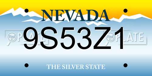 9S53Z1 Nevada License Plate
