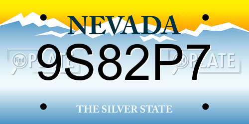 9S82P7 Nevada License Plate