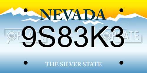 9S83K3 Nevada License Plate