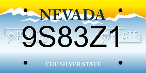 9S83Z1 Nevada License Plate