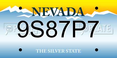 9S87P7 Nevada License Plate