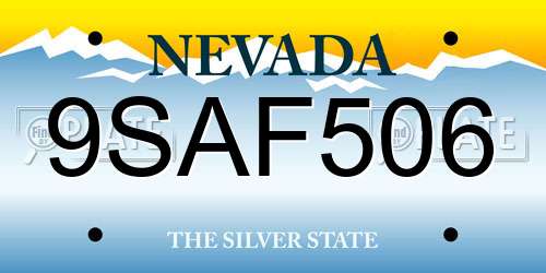 9SAF506 Nevada License Plate
