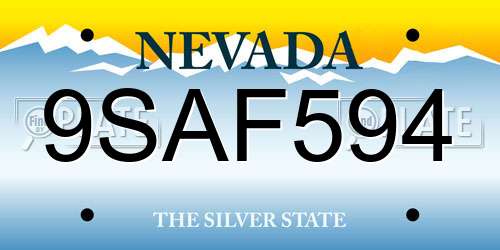 9SAF594 Nevada License Plate