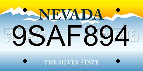 9SAF894 Nevada License Plate