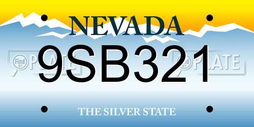 9SB321 Nevada License Plate