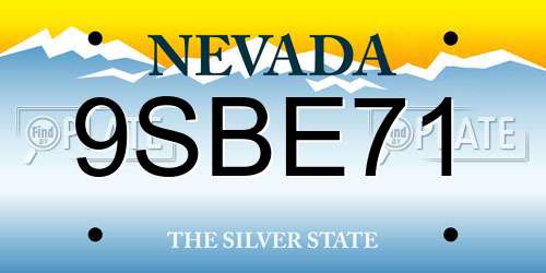 9SBE71 Nevada License Plate