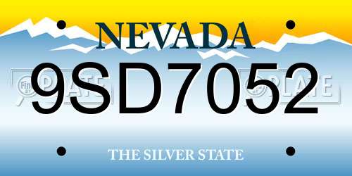 9SD7052 Nevada License Plate