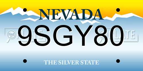 9SGY80 Nevada License Plate