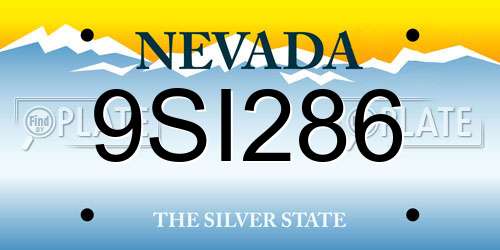 9SI286 Nevada License Plate