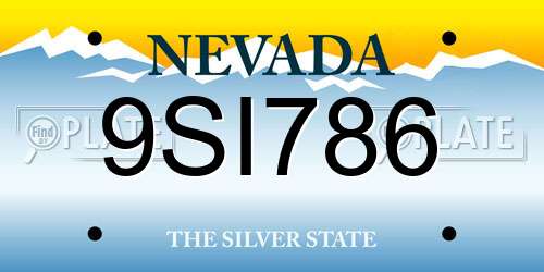 9SI786 Nevada License Plate