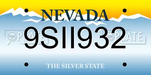 9SII932 Nevada License Plate
