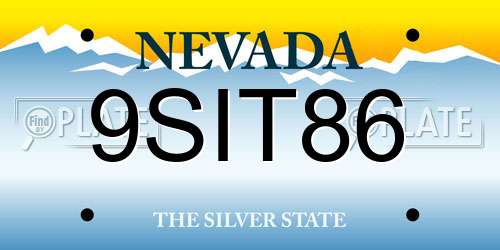 9SIT86 Nevada License Plate