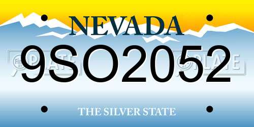 9SO2052 Nevada License Plate