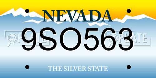 9SO563 Nevada License Plate