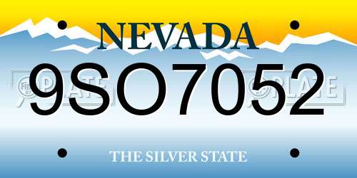 9SO7052 Nevada License Plate