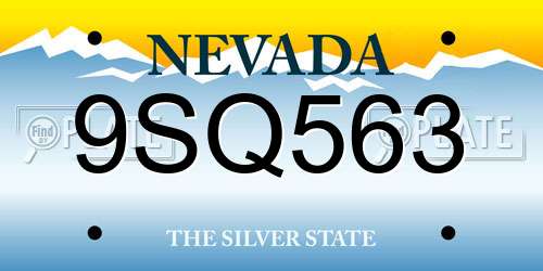 9SQ563 Nevada License Plate