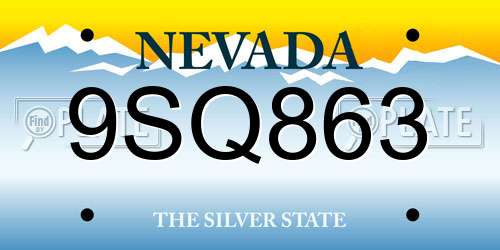 9SQ863 Nevada License Plate