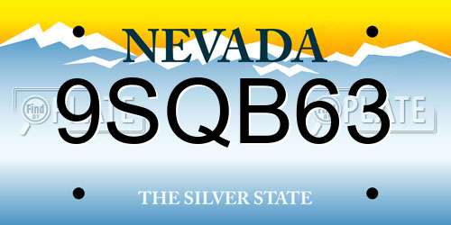 9SQB63 Nevada License Plate