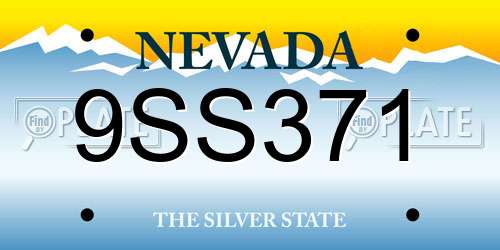 9SS371 Nevada License Plate