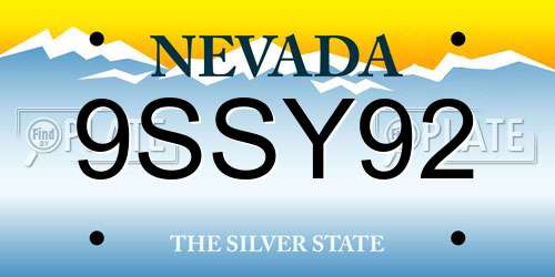 9SSY92 Nevada License Plate