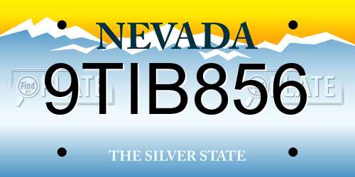 9TIB856 Nevada License Plate