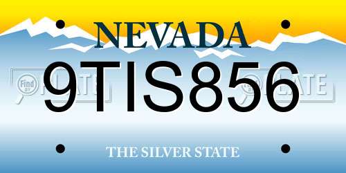 9TIS856 Nevada License Plate