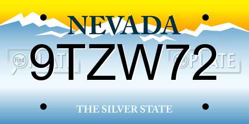 9TZW72 Nevada License Plate