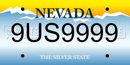 9US9999 Nevada License Plate