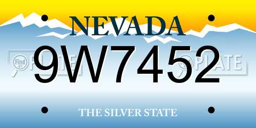 9W7452 Nevada License Plate