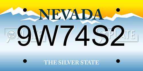9W74S2 Nevada License Plate