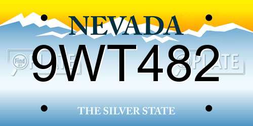 9WT482 Nevada License Plate