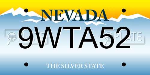 9WTA52 Nevada License Plate