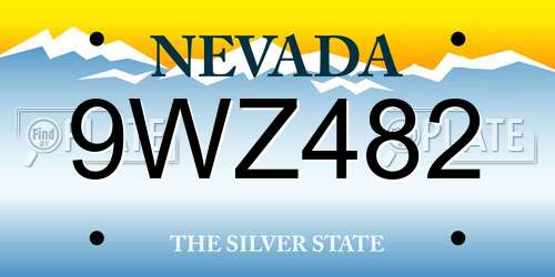 9WZ482 Nevada License Plate