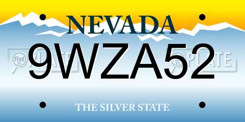 9WZA52 Nevada License Plate