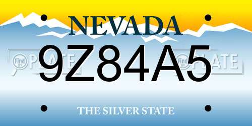 9Z84A5 Nevada License Plate