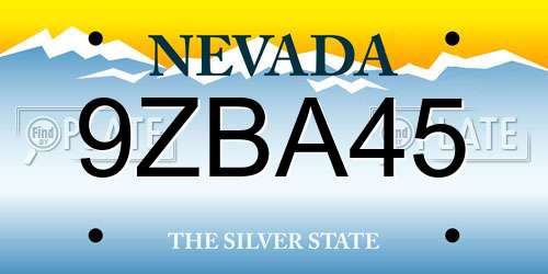 9ZBA45 Nevada License Plate