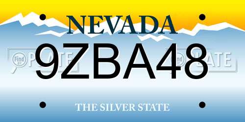 9ZBA48 Nevada License Plate