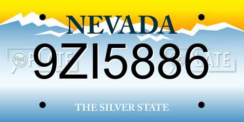 9ZI5886 Nevada License Plate