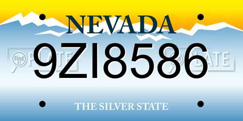 9ZI8586 Nevada License Plate