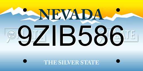 9ZIB586 Nevada License Plate