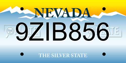 9ZIB856 Nevada License Plate