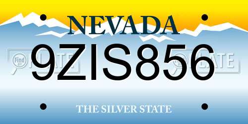 9ZIS856 Nevada License Plate