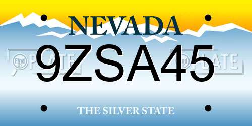 9ZSA45 Nevada License Plate