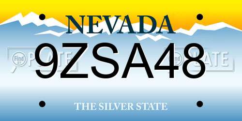 9ZSA48 Nevada License Plate
