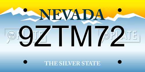 9ZTM72 Nevada License Plate