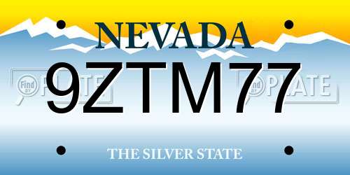 9ZTM77 Nevada License Plate