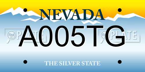 A005TG Nevada License Plate