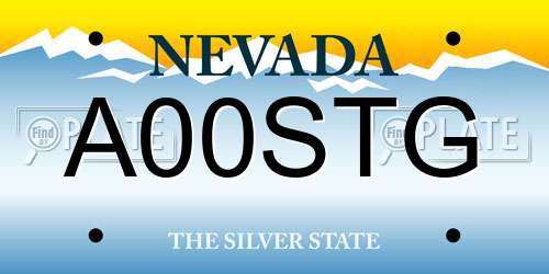 A00STG Nevada License Plate