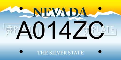 A014ZC Nevada License Plate